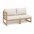 Canape de jardin 2 places en bois massif d'acacia avec coussins beige 140 x 70 x 70 cm