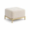 Repose-pieds carre capitonne en bouclette polyester beige avec pietement acier dore 70 x 70 x 43 cm