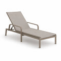 Bain de soleil inclinable avec accoudoirs en aluminium et textilene taupe 200 x 65 x 35 cm