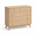 Commode basse 6 tiroirs rectangulaire en MDF plaque chene naturel 100 x 45 x 90 cm