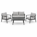 Salon de jardin 4 pieces en acier thermolaque noir avec coussins gris canape 2 places 120 × 70 × 78 cm
